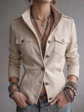 Wren - Women's Engraved Button Utility Flap Pocket Jacket 1
