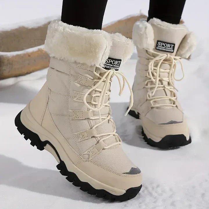 Yanna - Women's Lace-Up Winter Boots with Faux Fur Cuff