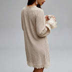 Yuna - Women's Balloon Sleeve Button-Front Lace Dress 1