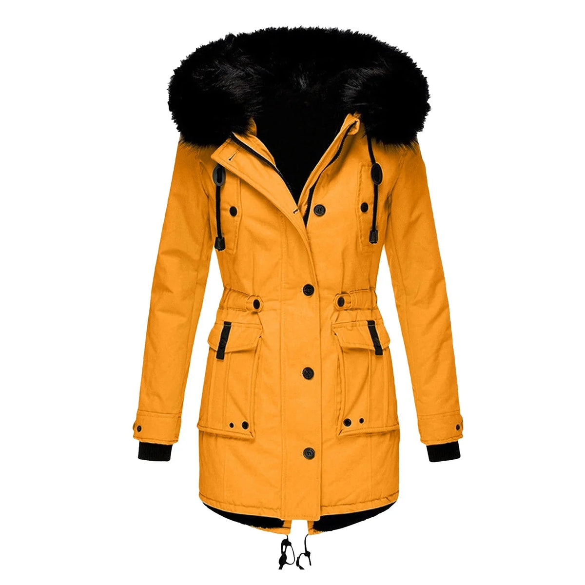 Zoey - Women's Hooded Parka with Faux-Fur Trim and Drawstring Waist