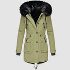 Zoey - Women's Hooded Parka with Faux-Fur Trim and Drawstring Waist