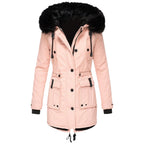 Zoey - Women's Hooded Parka with Faux-Fur Trim and Drawstring Waist