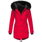 Zoey - Women's Hooded Parka with Faux-Fur Trim and Drawstring Waist
