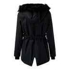 Zoey - Women's Hooded Parka with Faux-Fur Trim and Drawstring Waist