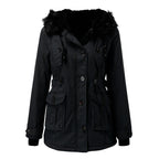 Zoey - Women's Hooded Parka with Faux-Fur Trim and Drawstring Waist